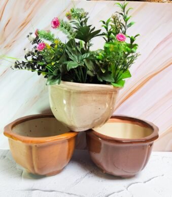 Glossy Hexa Ceramic Planters Pot - KC1003