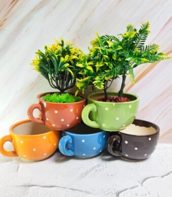 Dotted Ceramic Cup Shape Planter - KC1017