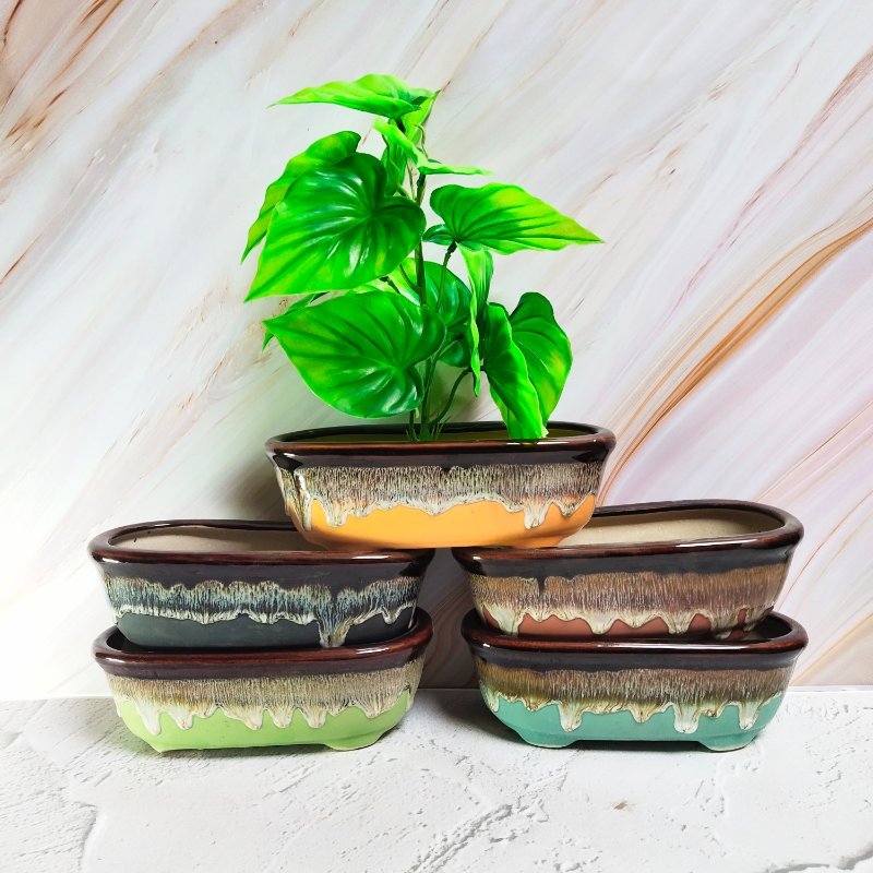 Flue Glaze Ceramic Bonsai Planters - KC1026