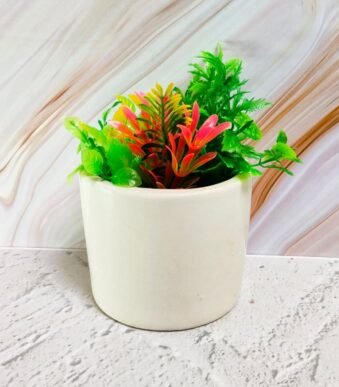 White Round Ceramic Planters Pot - KC1031