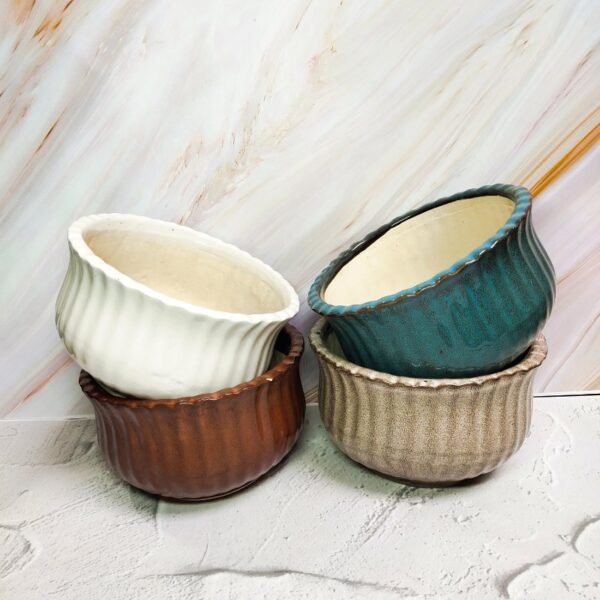 Glossy Round Ceramic Planters Pot - KC1123