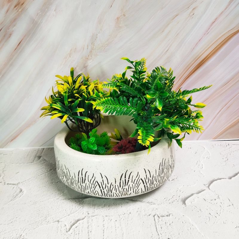 Leaf Design Bonsai Ceramic Pot