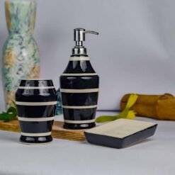 Glossy Finish Strip Design Ceramic Bathroom 3pc Set - KC2044