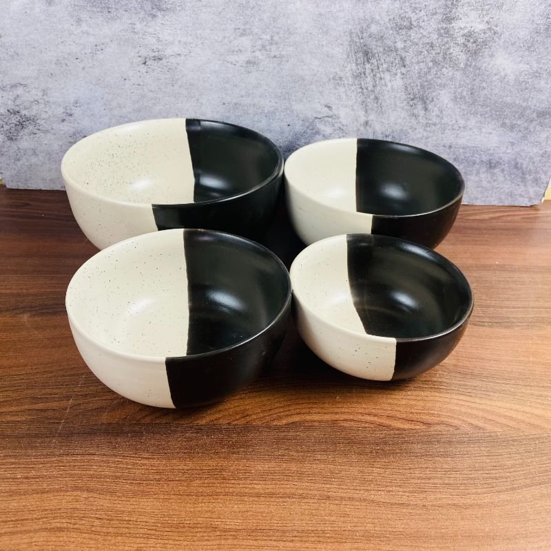 Dual Shade Ceramic Serving Soup Bowls of 4pcs - DM7003