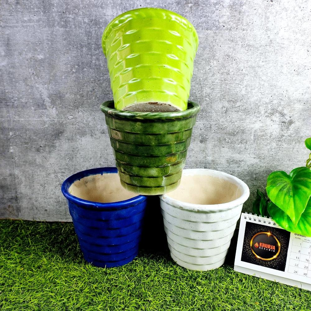 Brick Design Indoor Ceramic Bucket Planters - KC3016