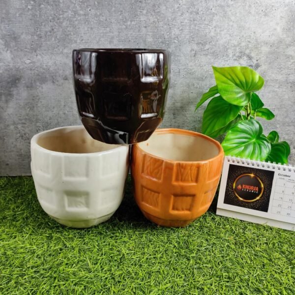 Brick Design Khurja Ceramic Indoor Planter Pots - KC3031