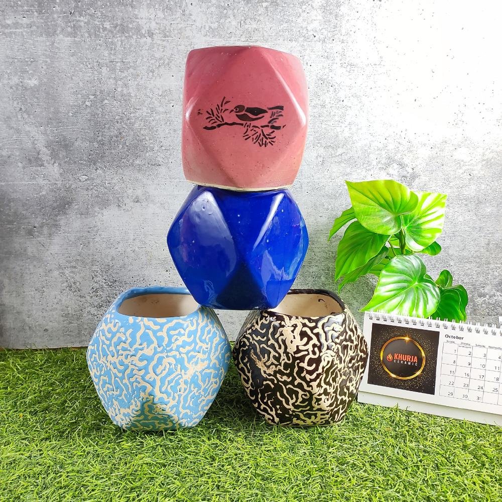 New Design Khurja Pottery Ceramic Planters Pot - KC3051