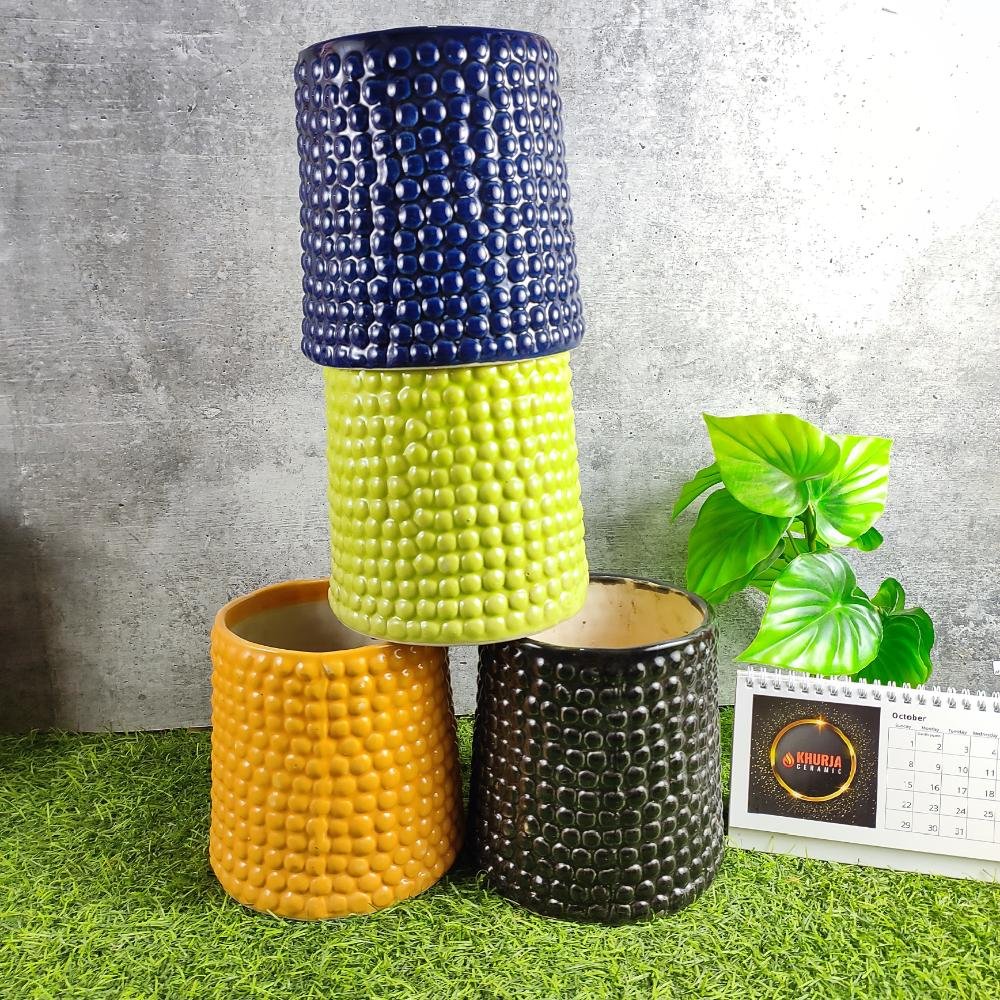Multicolor Dotted Indoor Ceramic Planter Pots - KC3066