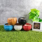 Bowl Shape Khurja Pottery Ceramic Table Top Planters - KC3082