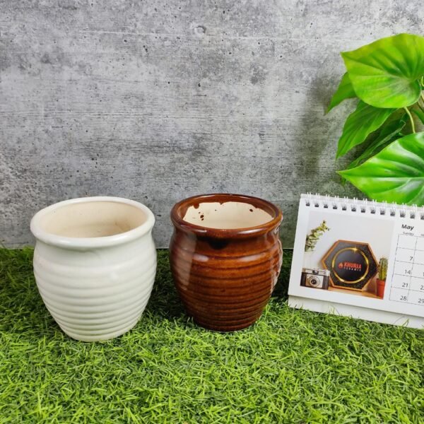 Kullhad Shape Khurja Pottery Ceramic Indoor Pots - KC3122