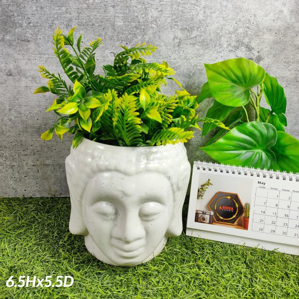 Buddha Shape Khurja Ceramic TableTop Planters - KC3148
