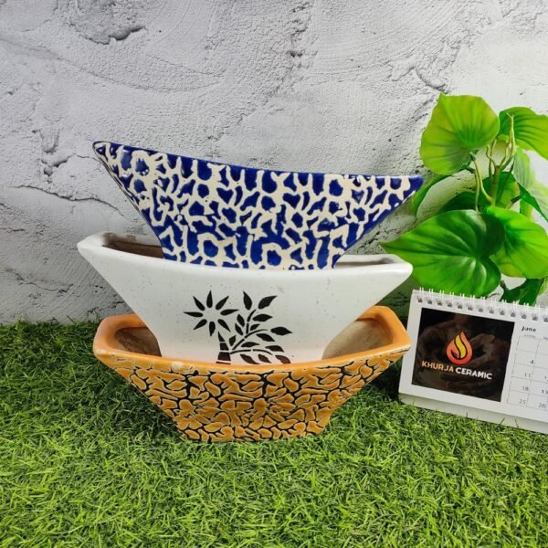 Khurja Pottery Indoor Ceramic Bonsai Pots - KC3195