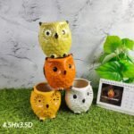 Multicolor Owl Shape Khurja Pottery Ceramic Pots - KC3205