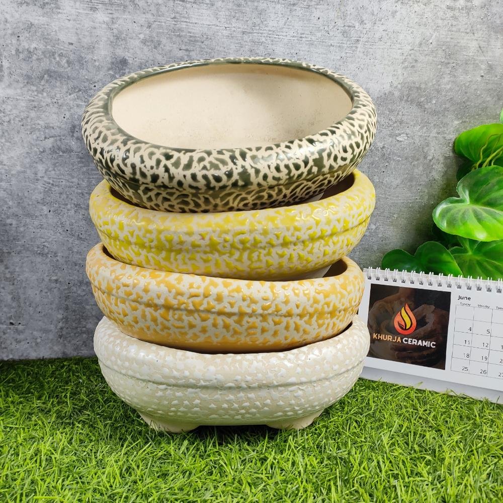 RD Design Khurja Pottery Ceramic Bonsai Pots - KC3237