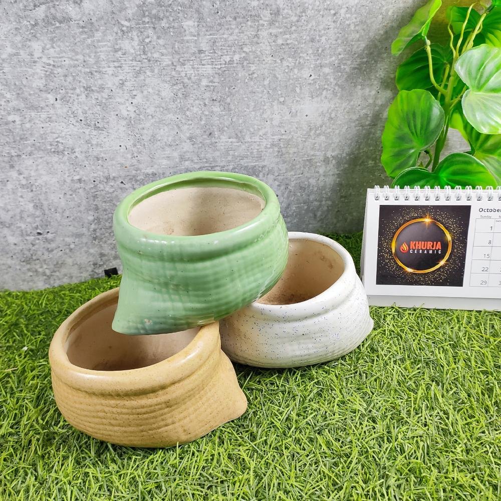 Traditonal Khurja Pottery Home Decor Ceramic Pots - KC3258
