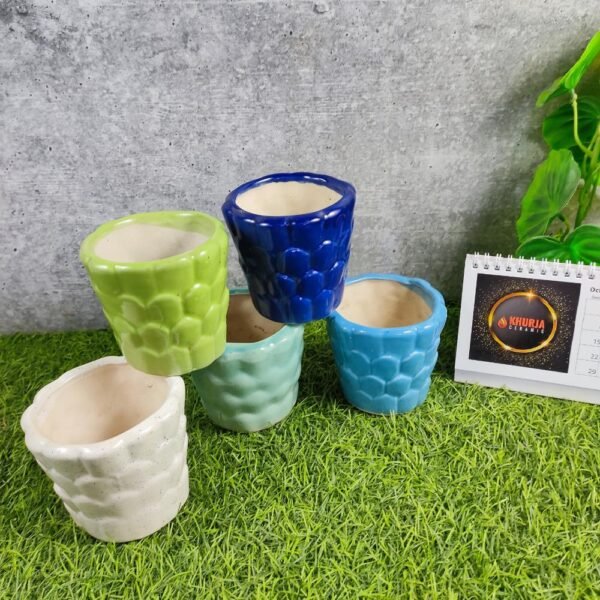 Round Shape Khurja Pottery Indoor Ceramic Pots - KC3261