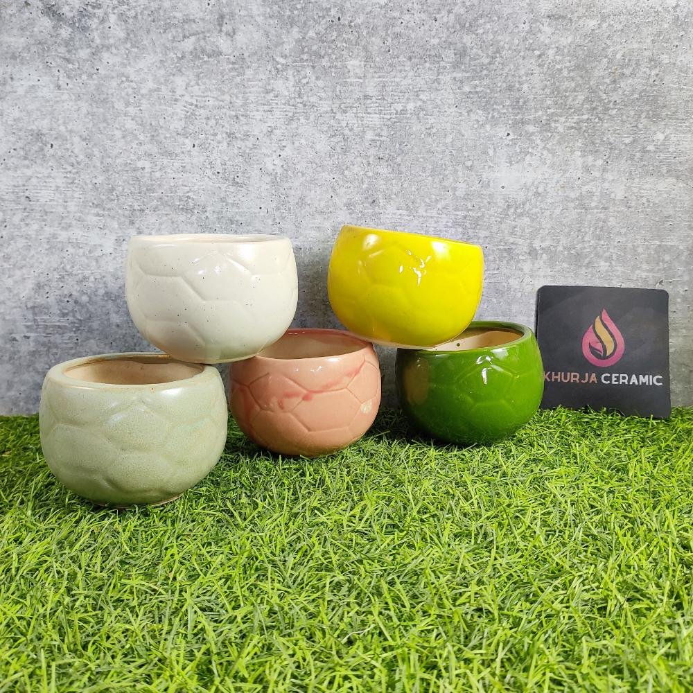 Ball Shape Khurja Ceramic Indoor Planters Pot - KC3312