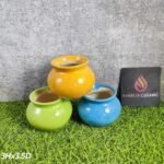 Multicolor Khurja Pottery Ceramic Matki Shape Pots - KC3322