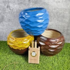 Diamond Cut Khurja Pottery Ceramic Planters Pot