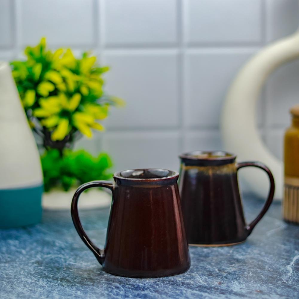 Dark Brown Khurja Pottery Ceramic Tea Cups - DP1018