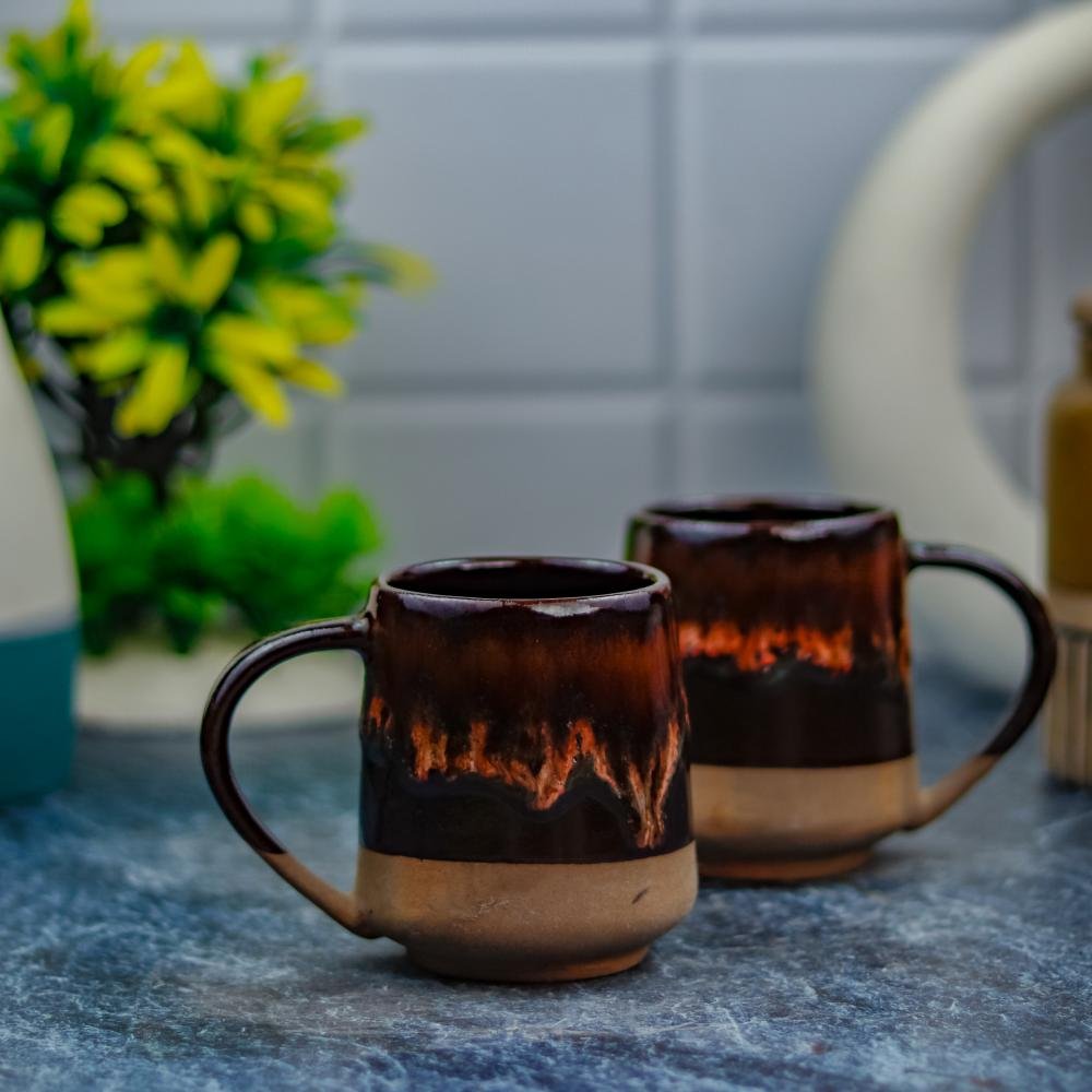 Dark Shade Glossy Glaze Ceramic Coffee Mugs - DP1034