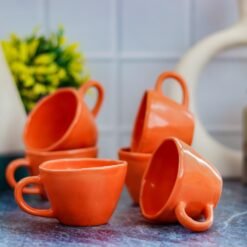 Multicolor Khurja Pottery Ceramic Tea Cups - DP1070