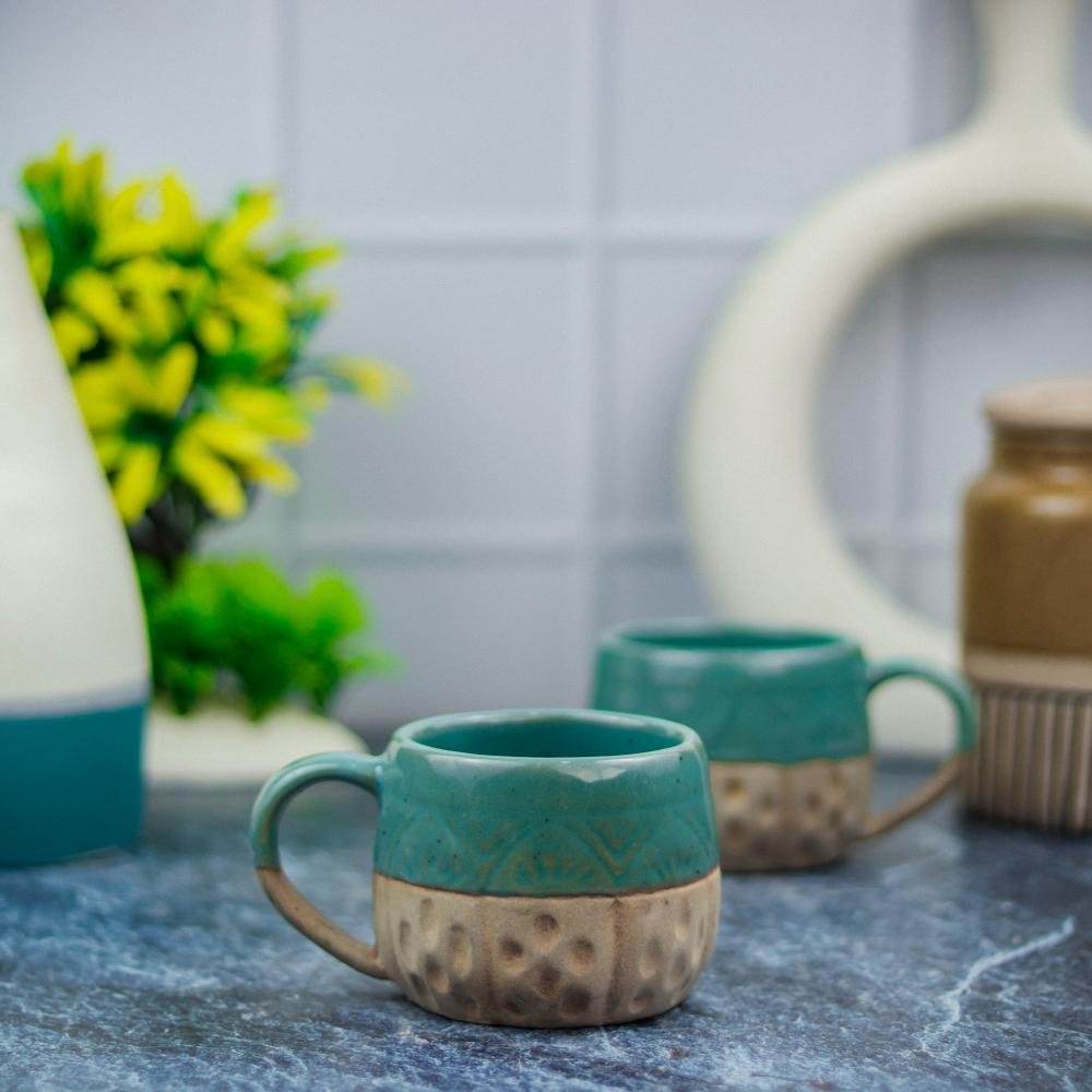Dual Shade Khurja Pottery Ceramic Cups - DP1128