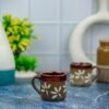 Leaf Design Brown Khurja Ceramic Tea Cups (DP1136)