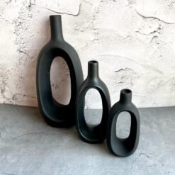 Black Ceramic Flower Vase Set of 3pcs - KAJ129