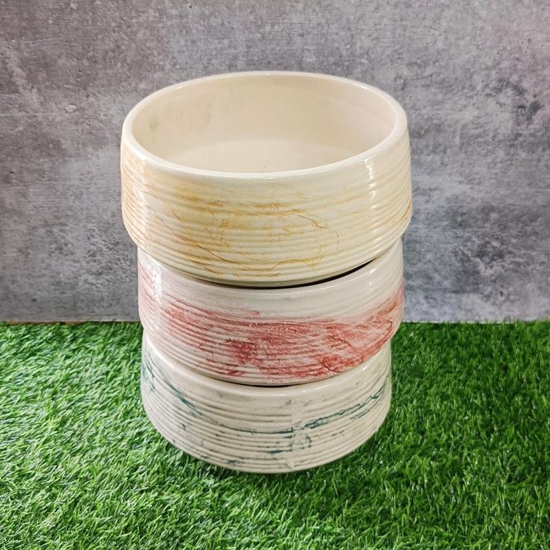 Stone Design Khurja Pottery Ceramic Bonsai Pots - KC1326
