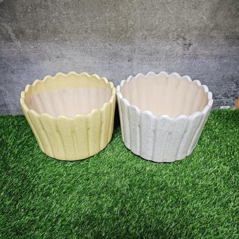 Cutting Line Khurja Pottery Ceramic Bonsai Pots - KC1331