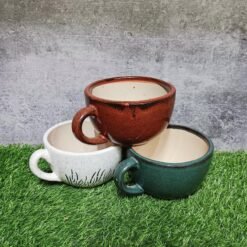 Cup Shape Khurja Pottery Indoor Planters Pot - KC1363