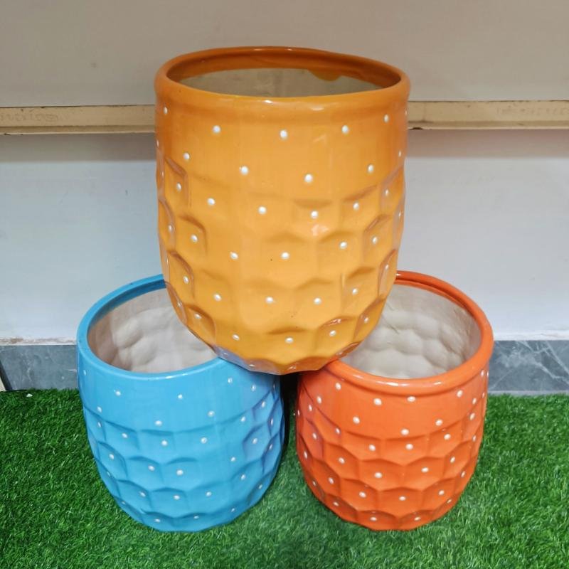Dotted Large Outdoor Ceramic Pots - KC1509
