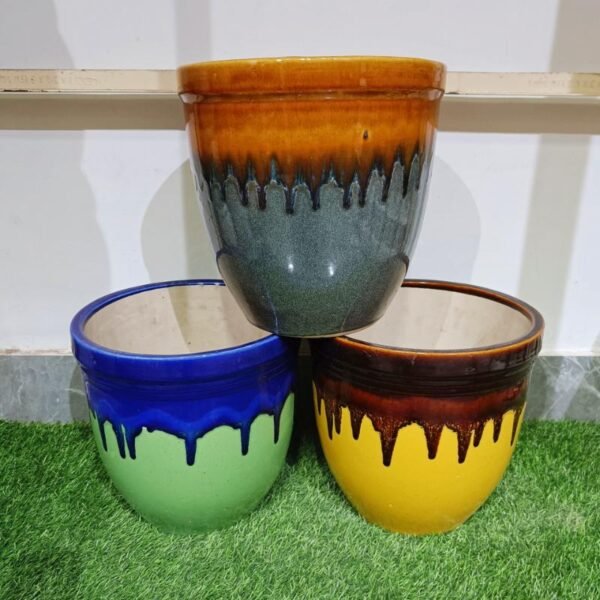 Double Flue Khurja Pottery Ceramic Pots - KC1532