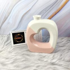 Dual Tone Glossy Heart Shape Ceramic Flower Vase - 2912