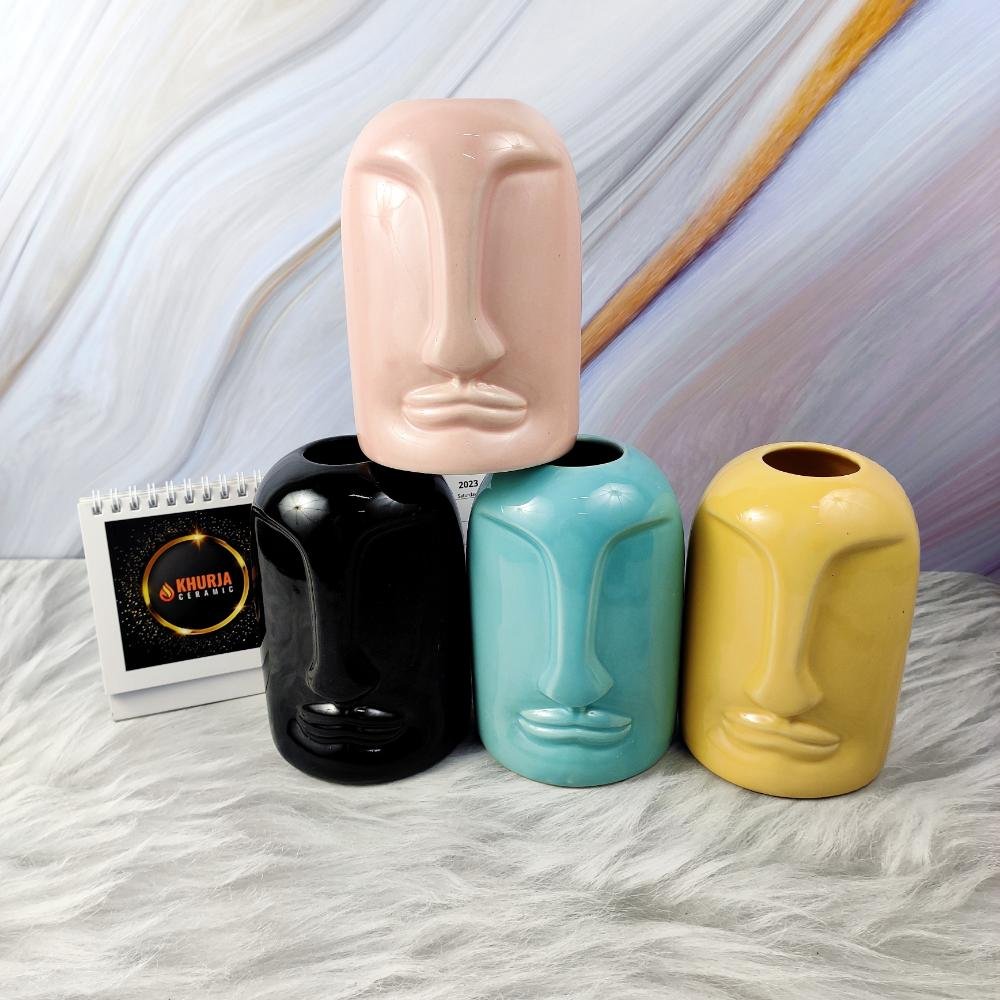 Face Shape Ceramic Vase - 2931