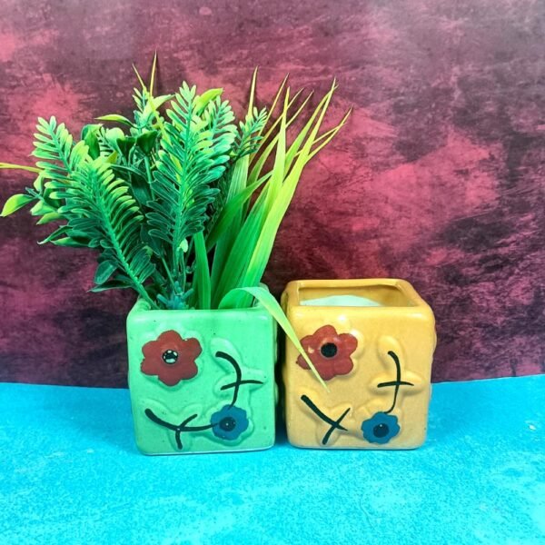 wholesale-leaf-design-square-ceramic-planters-kc1091