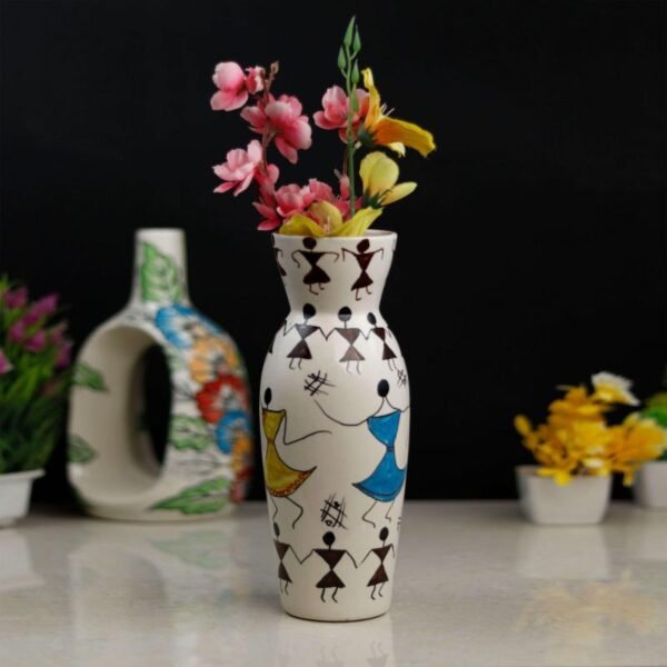 Wari Art Design Khurja Pottery Ceramic Flower Vase - BC2003