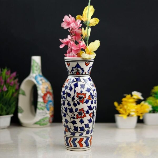Elegant Blue Leaf Design Decorative Flower Vase - BC2006