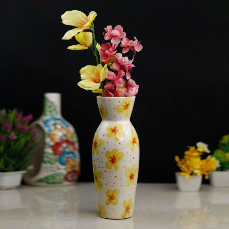 Sunflower Design Khurja Ceramic Flower Decor Vase - BC2012