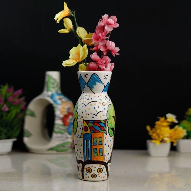 Handmade Hut Painting Pottery Decorative Flower Pot - BC2021