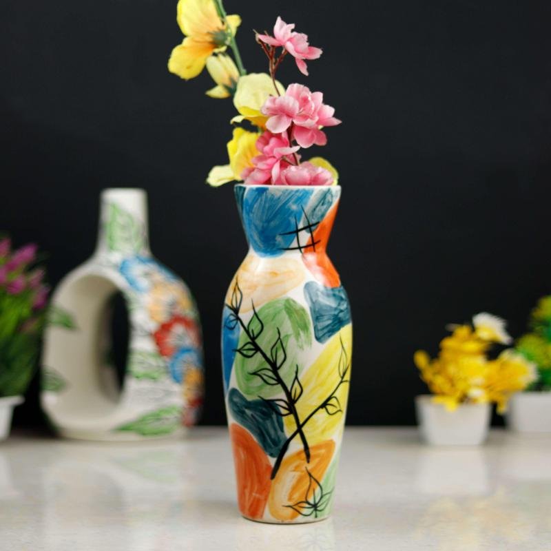 Multicolor Handmade Khurja Ceramic Flower Vases - BC2023