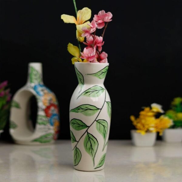 Handpainted Leaf Design Home Decor Flower Vase - BC2026