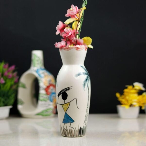 Handmade Khurja Ceramic Decorative Flower Vase - BC2027