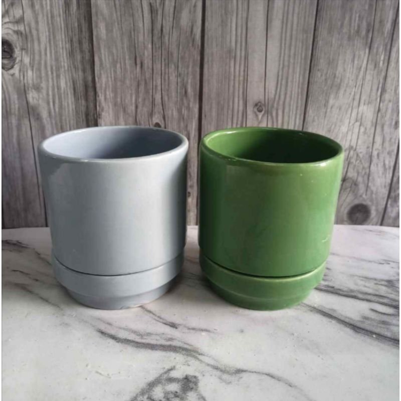 multicolor-khurja-ceramic-indoor-pots-with-plate-kc8041