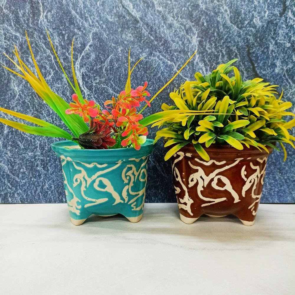 New Glaze Khurja Ceramic Indoor Planter Pots-KC8105