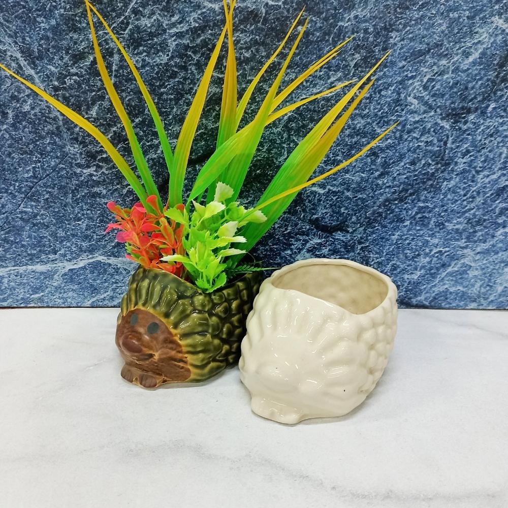 Animal Shape Glossy Khurja Ceramic Indoor Pots - KC8118