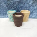 Multicolor Glass Shape Khurja Ceramic Planter Pots - KC8120