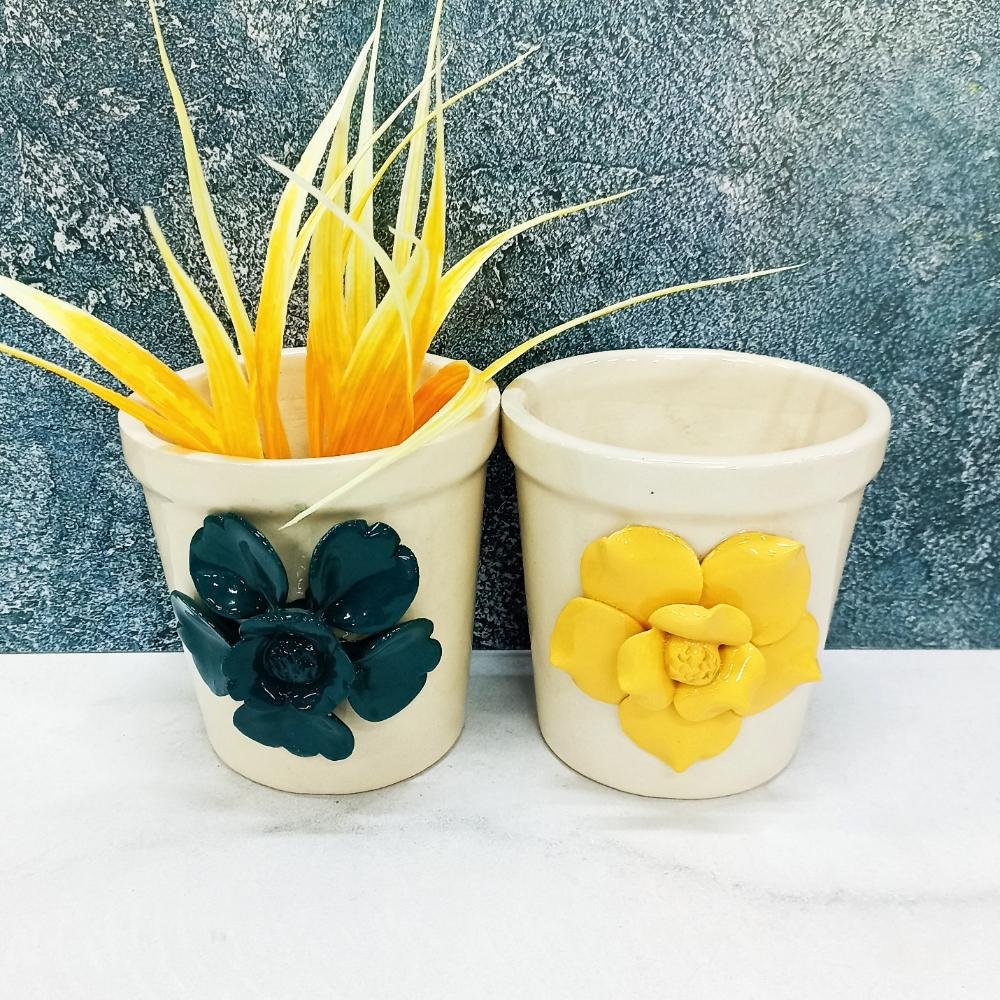 Floral Design Khurja Ceramic Indoor Planter Pots - KC8128