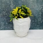 Elegant White Buddha Shape Khurja Ceramic Pots - KC8137
